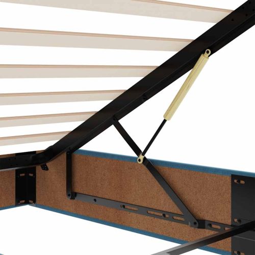 Османска легло с матрак, тъмносиньо, 180x200 см, кадифе