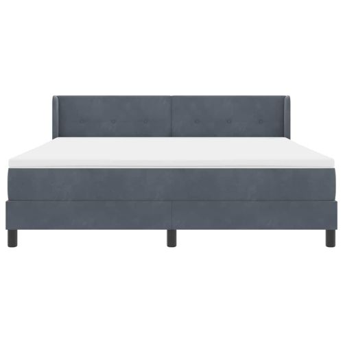Легло с пружинирана основа Тъмен сив 200 x 180 cm Кадифе