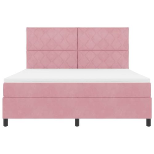 LED кутия за пружини с легло Розово 180 x 200 cm Кадифе