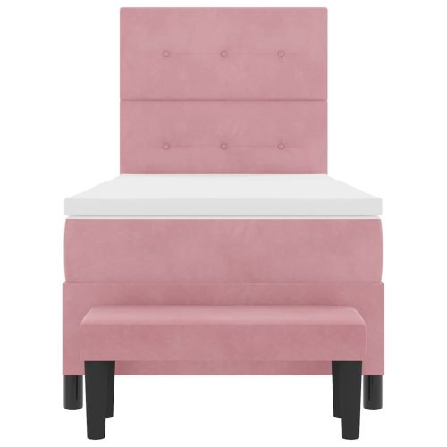 Легло с пружинирана основа с матрак Розово 90 x 200 cm Кадифе