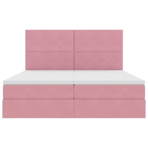 Легло с място за съхранение с матрак Розово 180 x 200 cm Кадифе