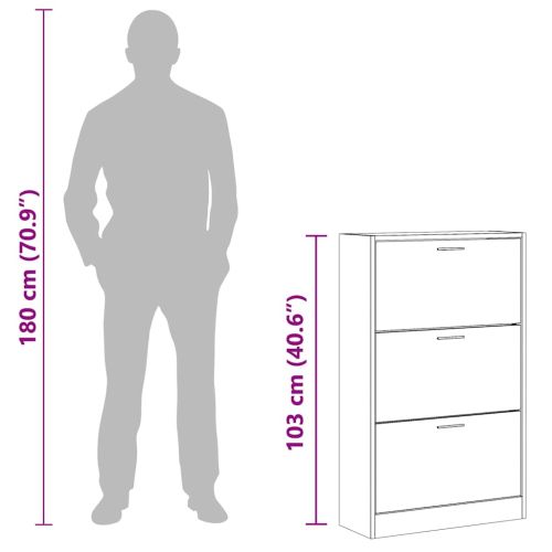 Шкаф за обувки, сив сонома, 63x24x103 см, инженерно дърво