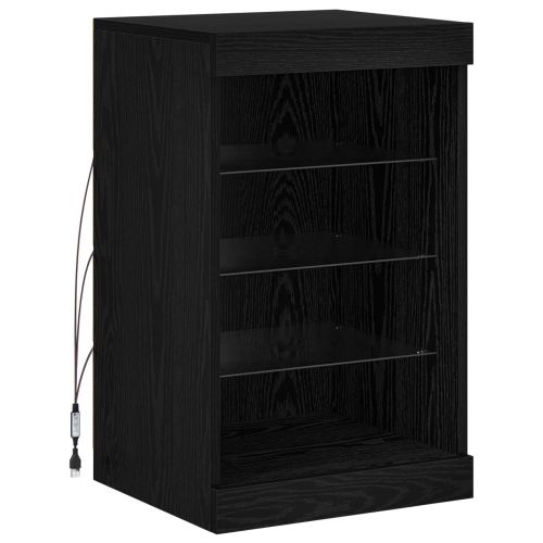 LED конзолна маса Черния дъб 41 x 37 x 67 см Инженерно дърво