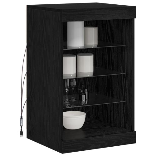 LED конзолна маса Черния дъб 41 x 37 x 67 см Инженерно дърво