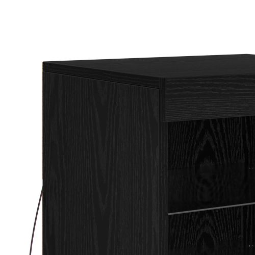 LED конзолна маса Черния дъб 41 x 37 x 67 см Инженерно дърво