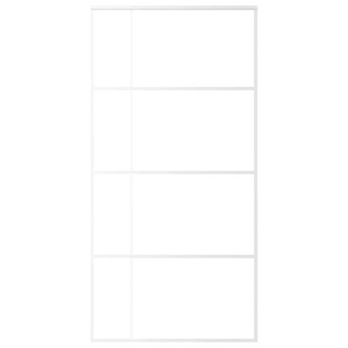 Плъзгаща се врата, ESG стъкло и алуминий, 102,5x205 см, бяла