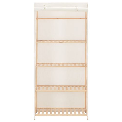 Гардероб, бял, 79x40x170 см, текстил