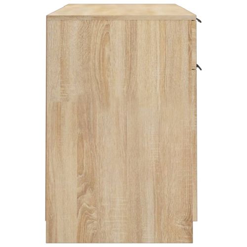 Бюро със страничен шкаф, дъб сонома, инженерно дърво