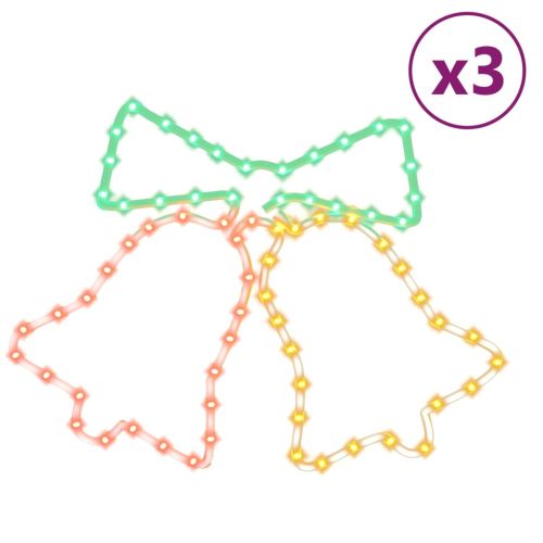 Фигури коледни звънчета със 72 светодиода, 3 бр, 50x56 см