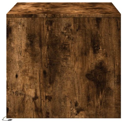 Маса за кафе с LED осветление, опушен дъб, инженерно дърво