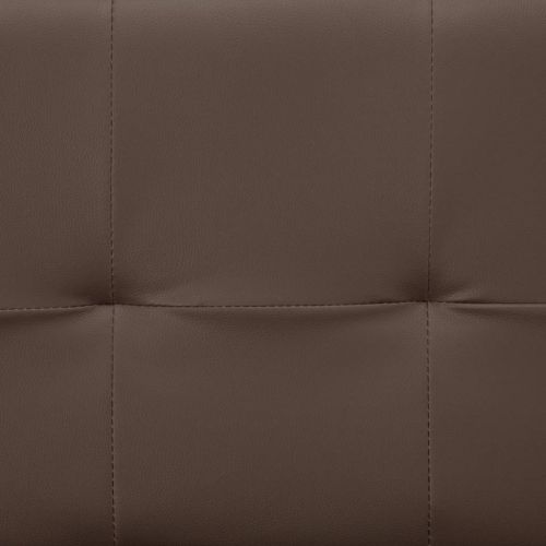 Разтегателен диван с две възглавници, кафяв, изкуствена кожа