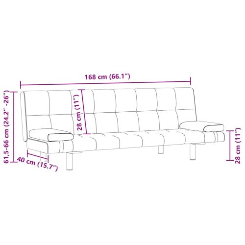 Разтегателен диван с две възглавници, кафяв, изкуствена кожа