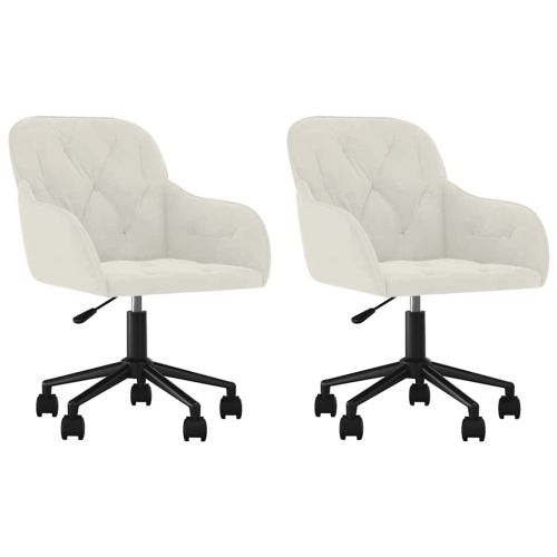 Въртящи трапезни столове, 2 бр, кремави, кадифе