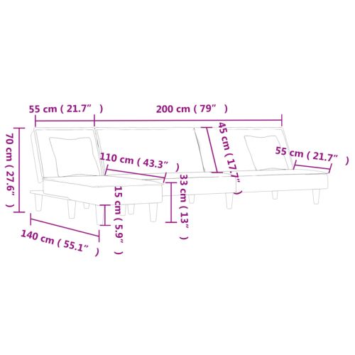 Г-образно разтегателно канапе тъмносиво 255x140x70 см кадифе