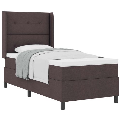 Легло с пружинирана основа Тъмен кафяв 190 x 90 cm текстил