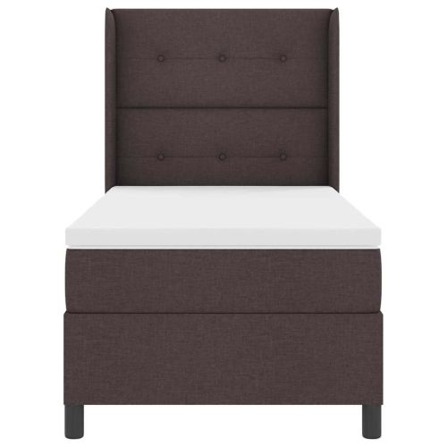 Легло с пружинирана основа Тъмен кафяв 190 x 90 cm текстил
