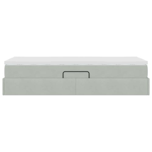 Легло с място за съхранение и матрак Светлосиво 90 x 200 cm