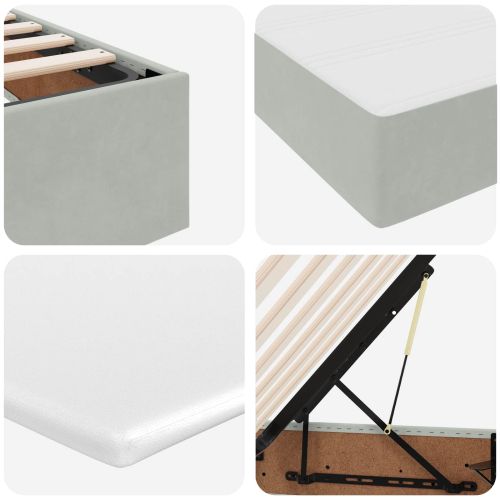 Легло с място за съхранение и матрак Светлосиво 90 x 200 cm