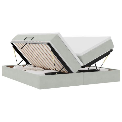 Легло с място за съхранение и матрак Светлосиво 180 x 200 cm