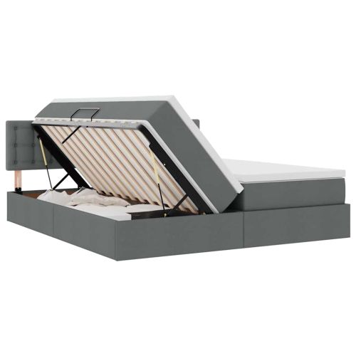 Легло с място за съхранение Тъмен сив 180 x 200 cm Изкуствена