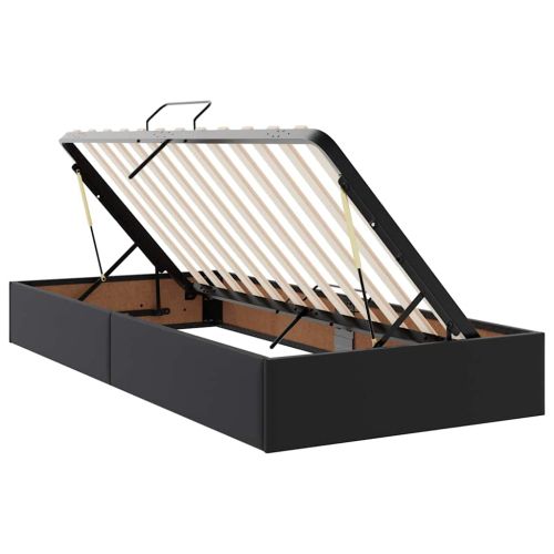Легло с място за съхранение и LED Черно 100 x 200 cm Изкуствена