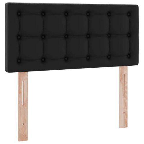 Легло с място за съхранение и LED Черно 100 x 200 cm Изкуствена