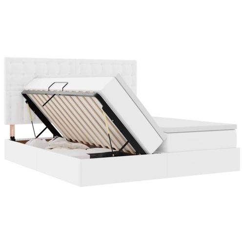 Легло с място за съхранение и матрак Чисто бяло 180 x 200 cm