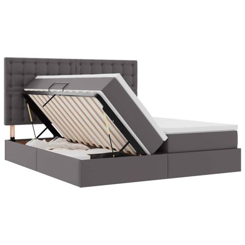 Легло с място за съхранение и матрак с матрак Сив 180 x 200 cm