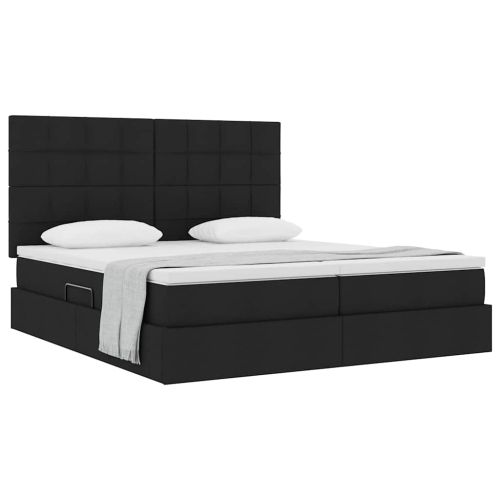 Легло с място за съхранение Черно 200 x 200 cm Изкуствена