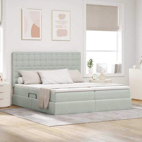 Легло с място за съхранение Светлосиво 180 x 200 cm Кадифе