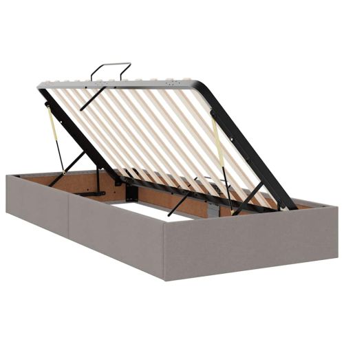 LED легло за съхранение с матрак Таупе 90 x 200 cm Текстил