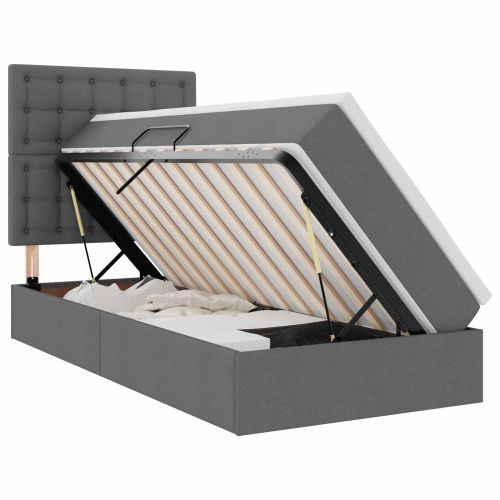 Легло с място за съхранение и LED с LED Тъмен сив 90 x 200 cm