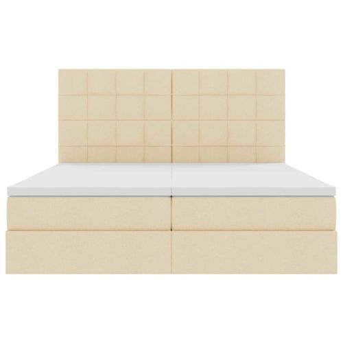 Легло С LED лентисти светлини Кремав 180 x 200 cm текстил