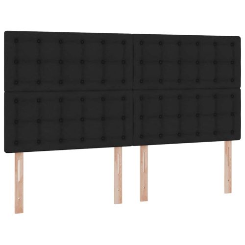 Легло С LED лентисти светлини Черно 200 x 200 cm текстил