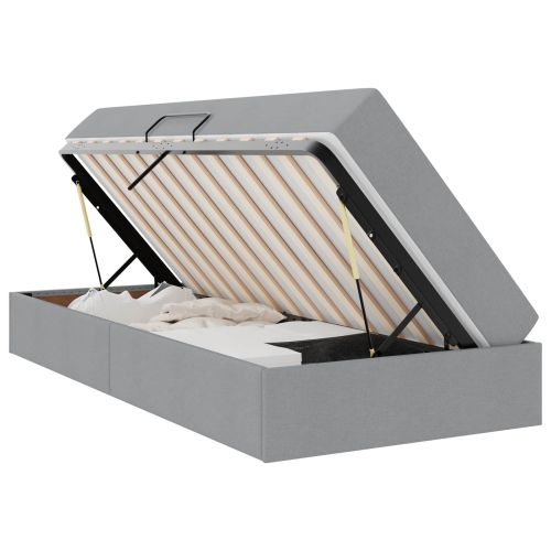 Легло с място за съхранение и матрак Светлосиво 90 x 190 cm