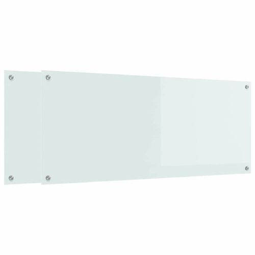 Кухненски заден панел 2 pcs Бяло 120 x 50 cm закалено стъкло