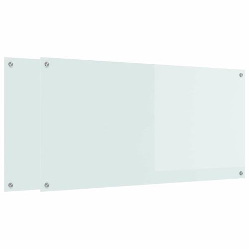 Кухненски заден панел 2 pcs Бяло 120 x 60 cm закалено стъкло