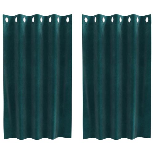 Затъмняващи завеси 2 pcs Тъмен зелен 140 x 140 cm Кадифе