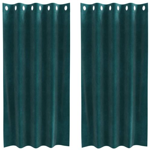 Затъмняващи завеси 2 pcs Тъмен зелен 140 x 175 cm Кадифе