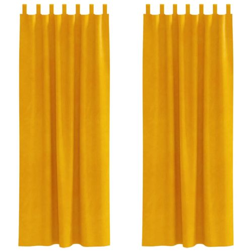 Затъмняващи завеси 2 pcs Горчично жълто 140 x 260 cm Кадифе
