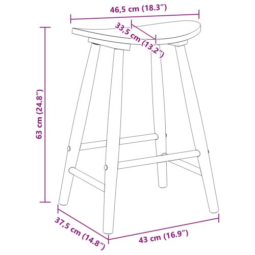 Обедени столове 2 pcs Бяло 46 x 37 x 63 см Солидно гумено дърво
