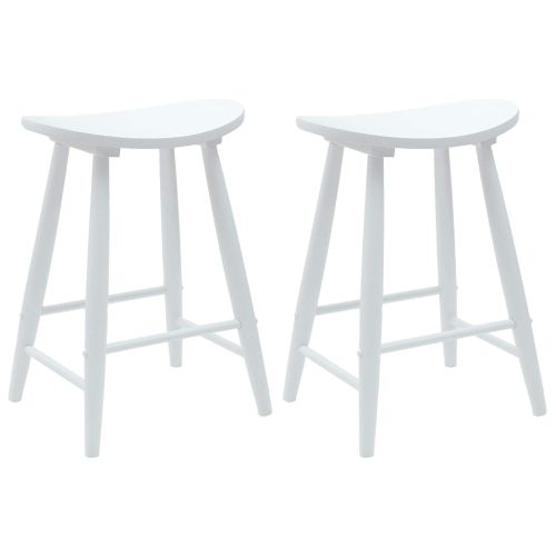 Обедени столове 2 pcs Бяло 46 x 37 x 63 см Солидно гумено дърво