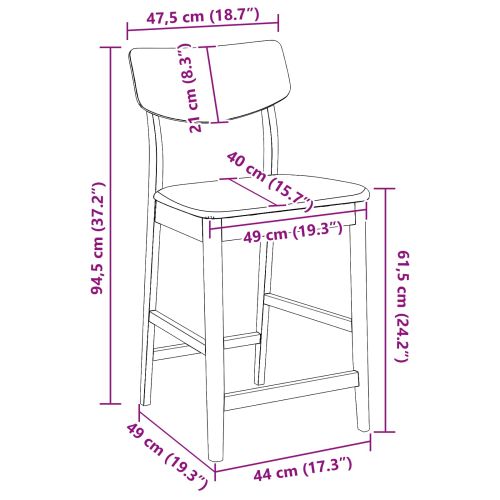 Обедени столове 2 pcs Светло кафяво 48 x 49 x 95 см