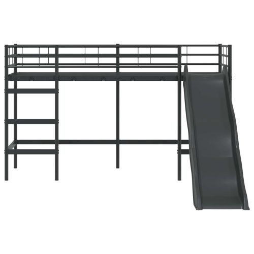 Двуетажно легло с пързалка за деца Черно и антрацит 90 x 190 cm