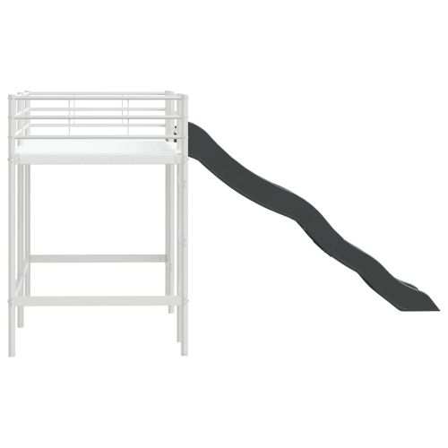 Двуетажно легло с пързалка за деца Бяло и антрацит 75 x 190 cm