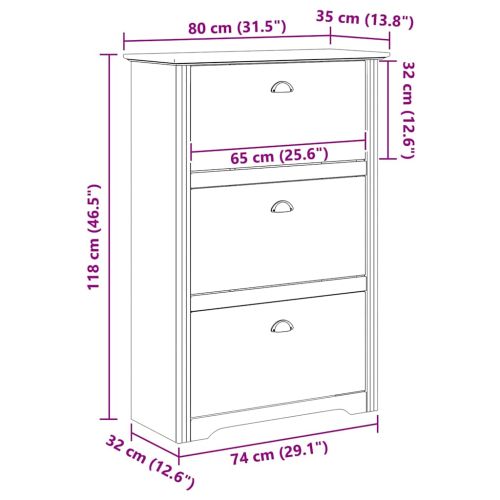 Шкаф за обувки с чекмедже BODO Меден кафяв 80 x 35 x 118 см