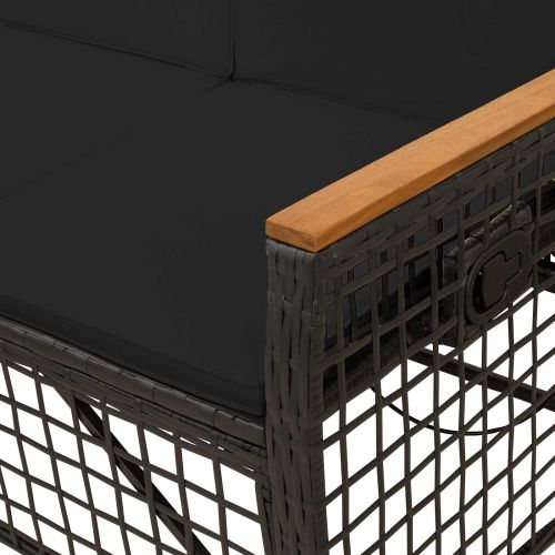 Комплект градински диван с функция на легло Черен полиратан