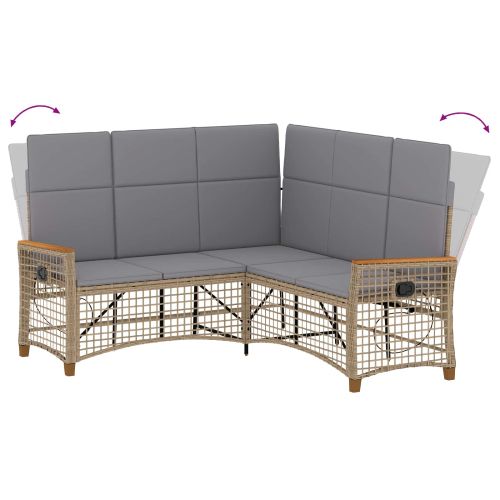 Комплект градински диван с функция на легло Бежов и Светло Сив