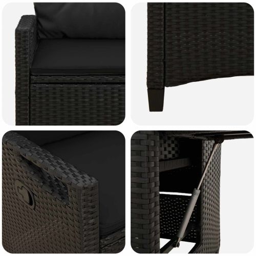 Лежанка за градина Черен 56 x 60 x 112 см полиратан