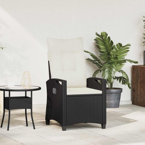 Лежанка за градина Черен и кремав 56 x 60 x 112 см полиратан